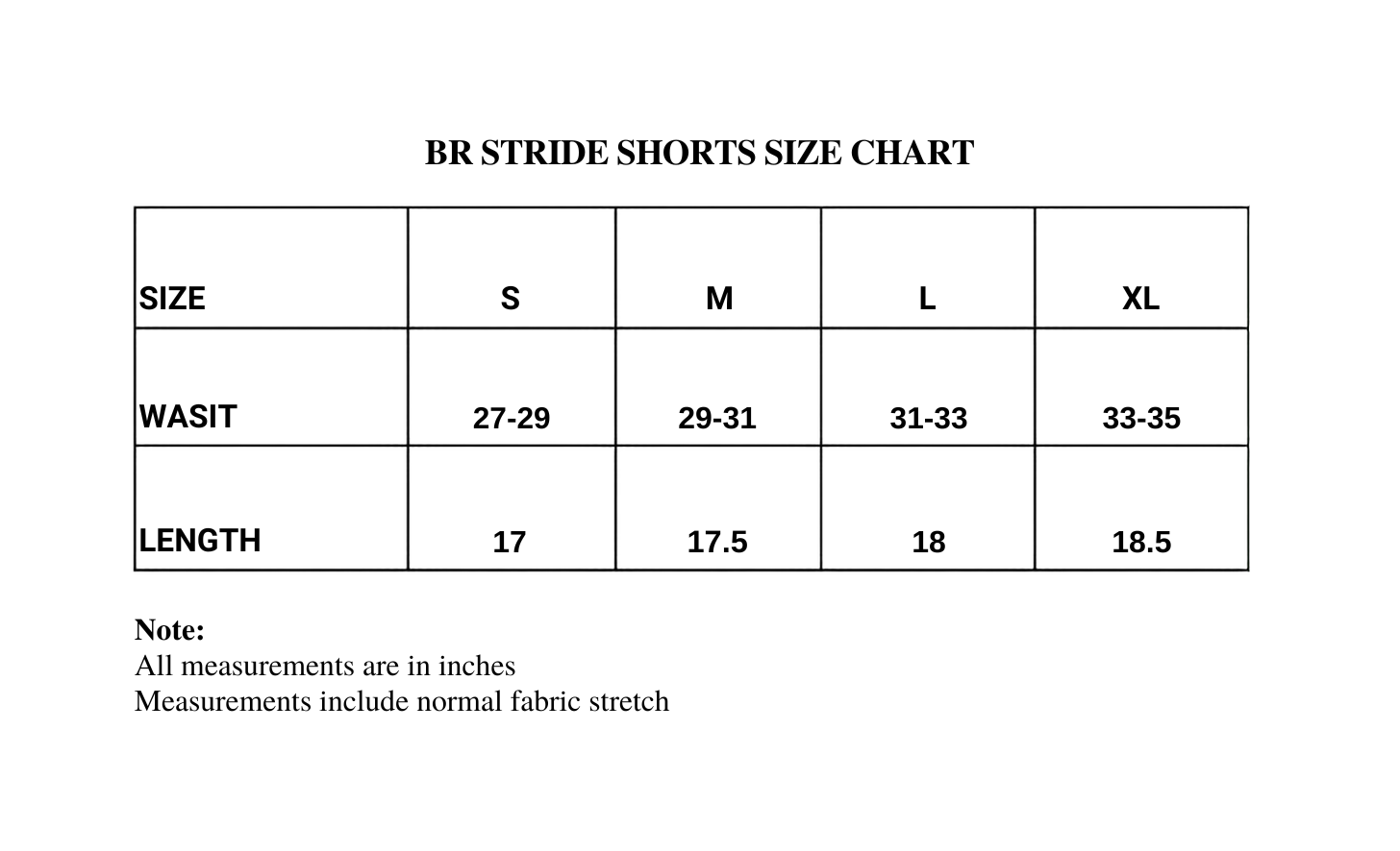 Size chart